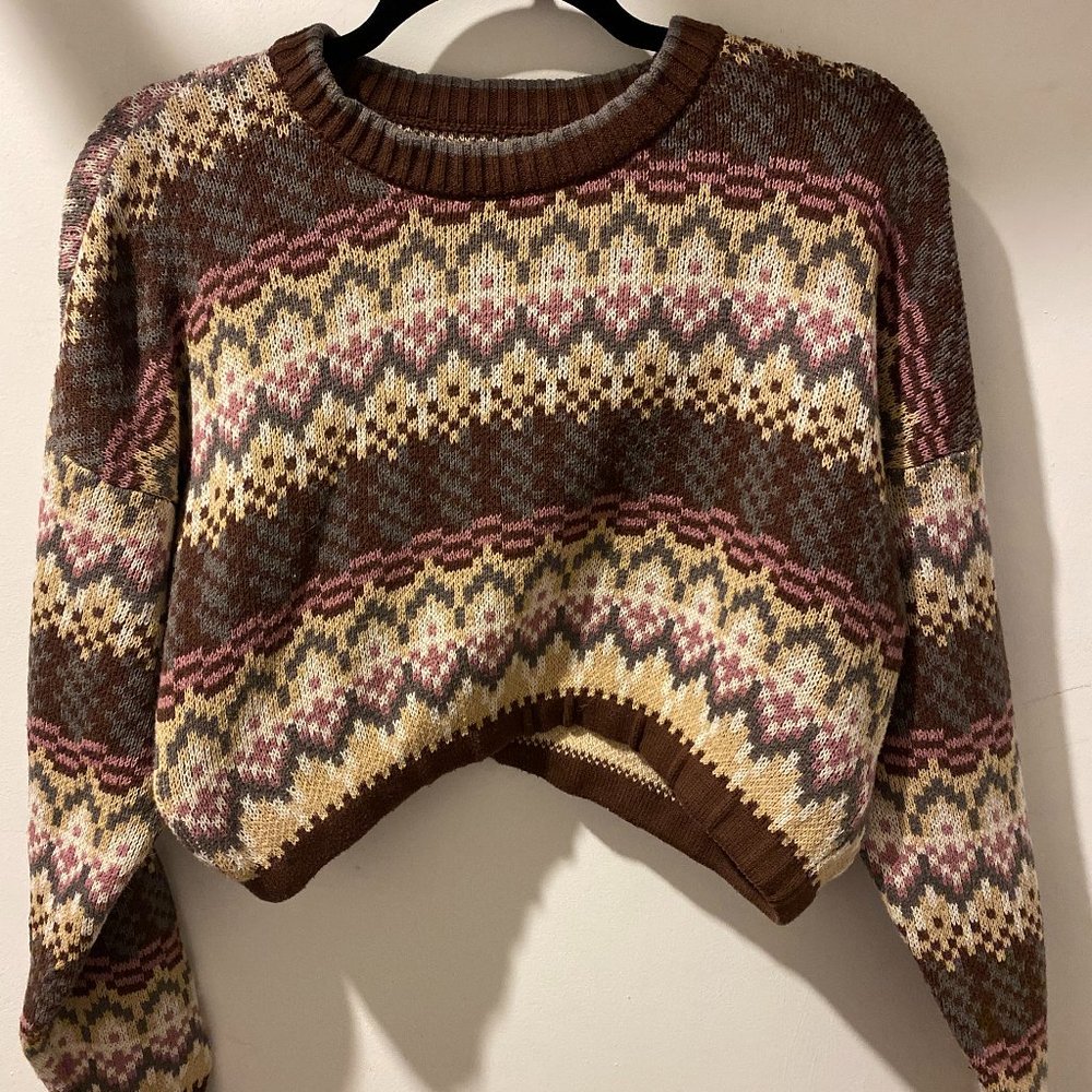 Brown Geometric Tribal Sweater
